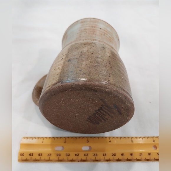 Artist Signed Handcrafted Brown Pottery Mug - Picture 9 of 11